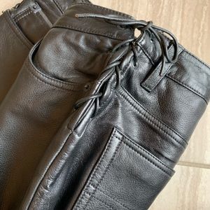 Tommy Hilfiger Black Leather Boot Cut Pants